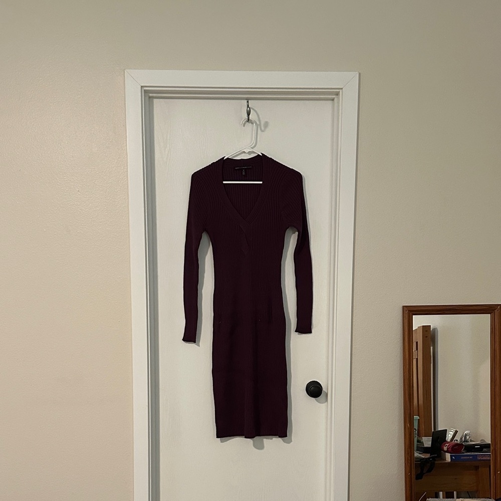 White House Black Market Deep Burgundy Long Sleeve Dress